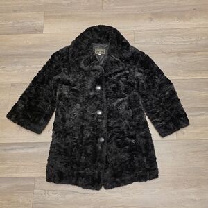 Vtg 90s Express Women Faux Fur Jacket Super Soft Long Sleeve Black Size Medium